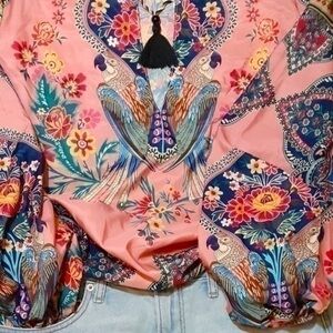 Vintage Boho Parrots Paradise Top